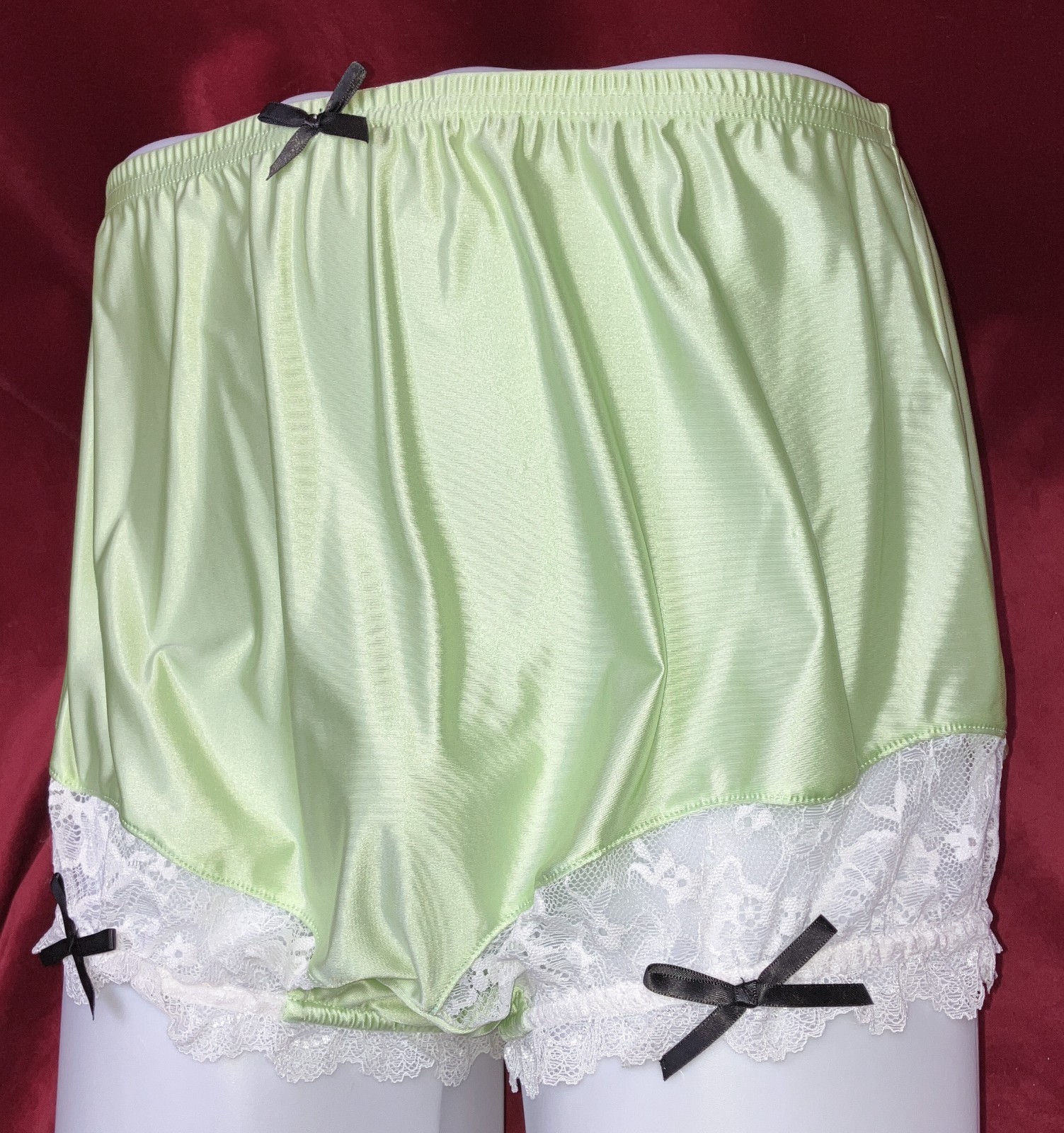 2x 3x Mushroom Gusset Panty Silky Nylon Satin Lace Brief Sissy Vintage styl
