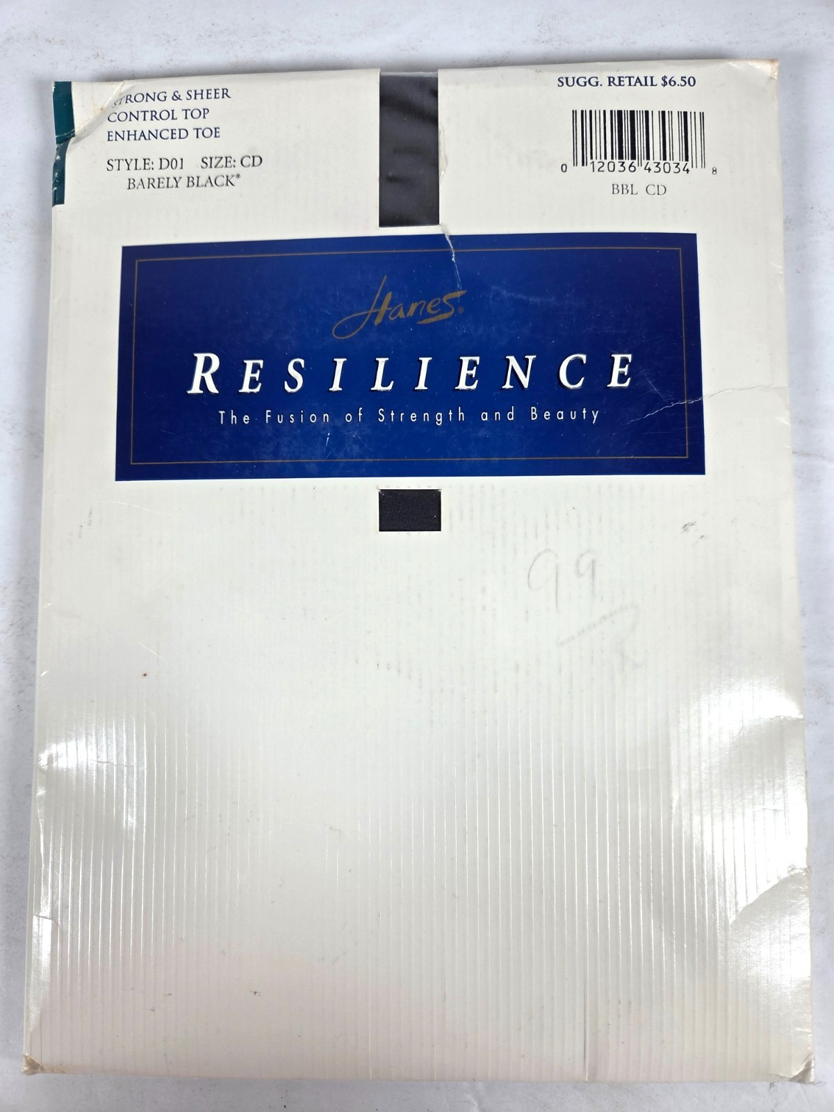 Hanes Resilience Strong Sheer Pantyhose Sz CD Barely Black CT Enhanced Toe D01
