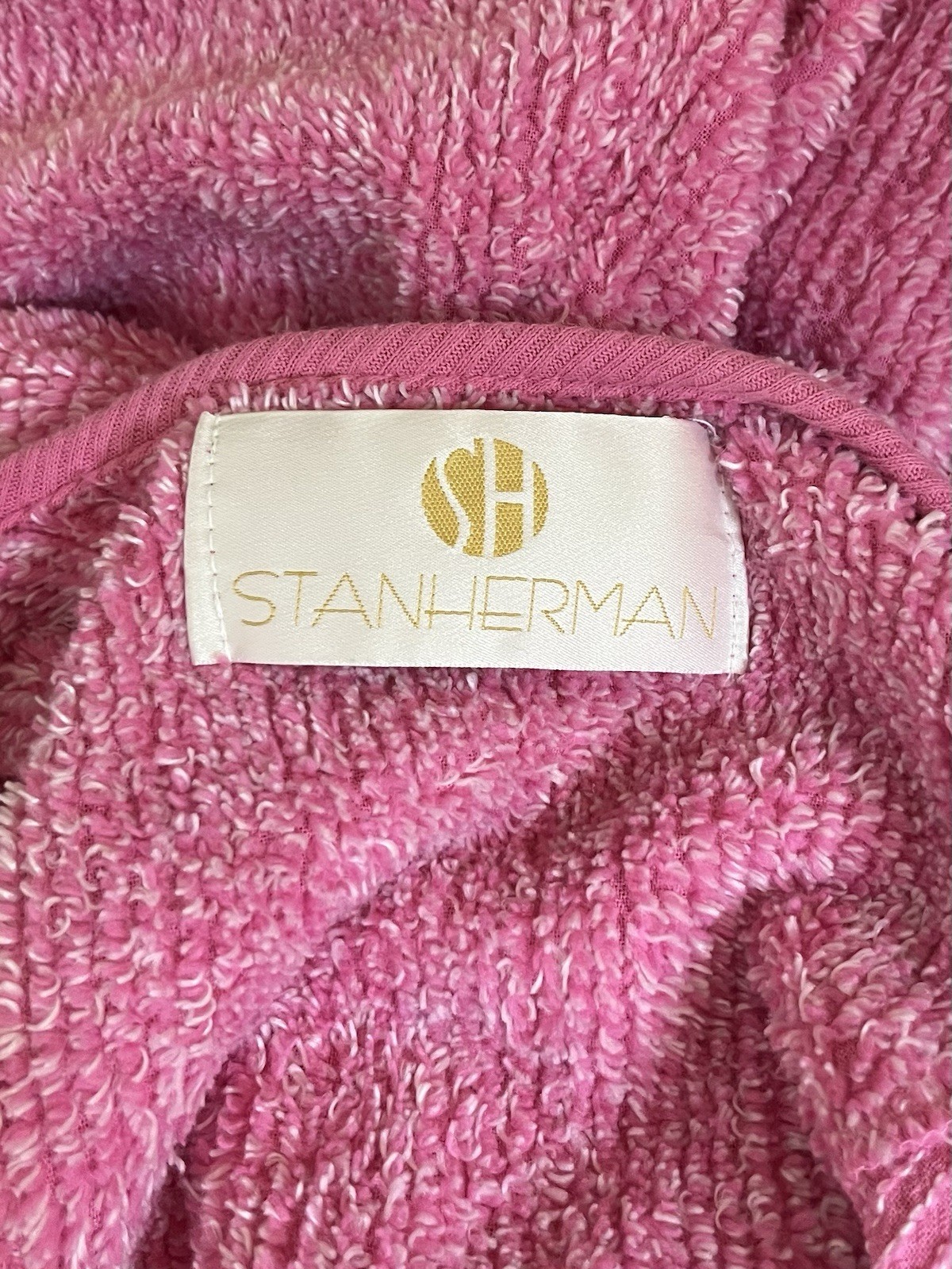 Vintage Stan Herman Terry Chenille Robe Womens Pink House Coat Pockets Medium