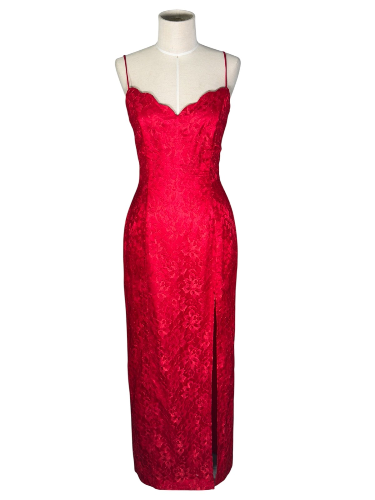1980s L.A. GLO Red Gown with Slit – Size Small/11/12