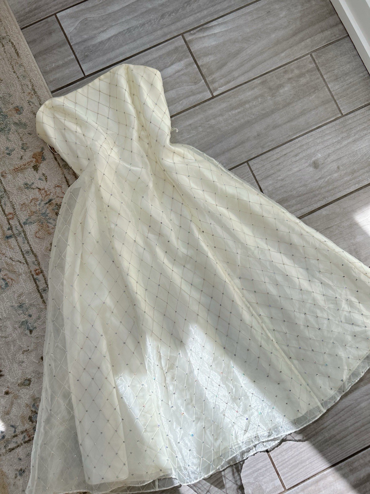 Vintage Y2K Dress 90s Prom Papell Diamond Hatch FLAWED ZIPPER