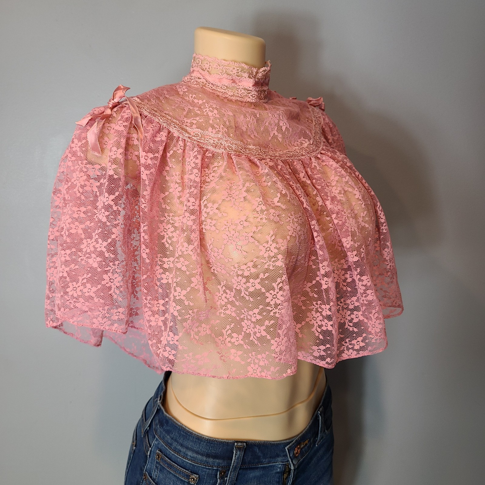 Vintage 70’s Bohemian Off White Handmade Crochet Cape/Shawl .. Range Of Sizes