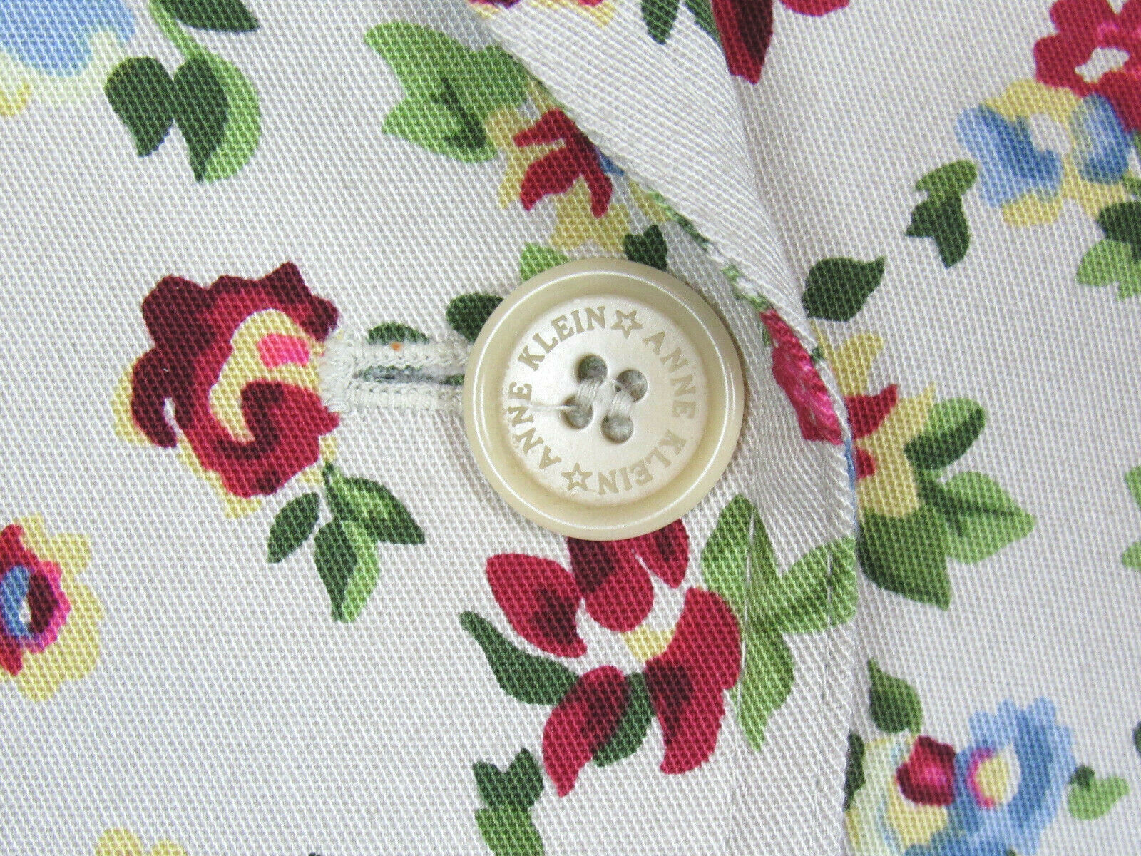 VTG 1990s 2000s ANNE KLEIN FLORAL JACKET COTTON SPANDEX SIZE 12 PADDED SHOULDERS