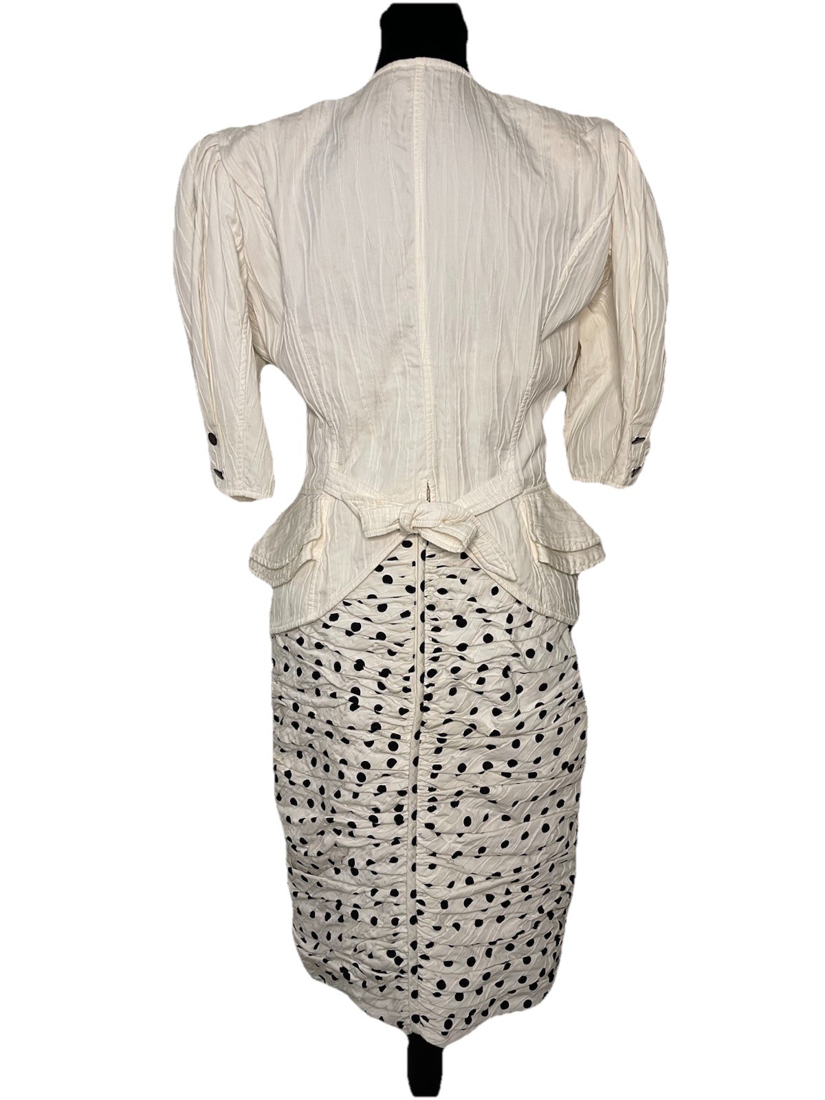 Vintage Emanuel Ungaro Polka Dot Strapless Dress & Jacket Womens Size 12 Ruched