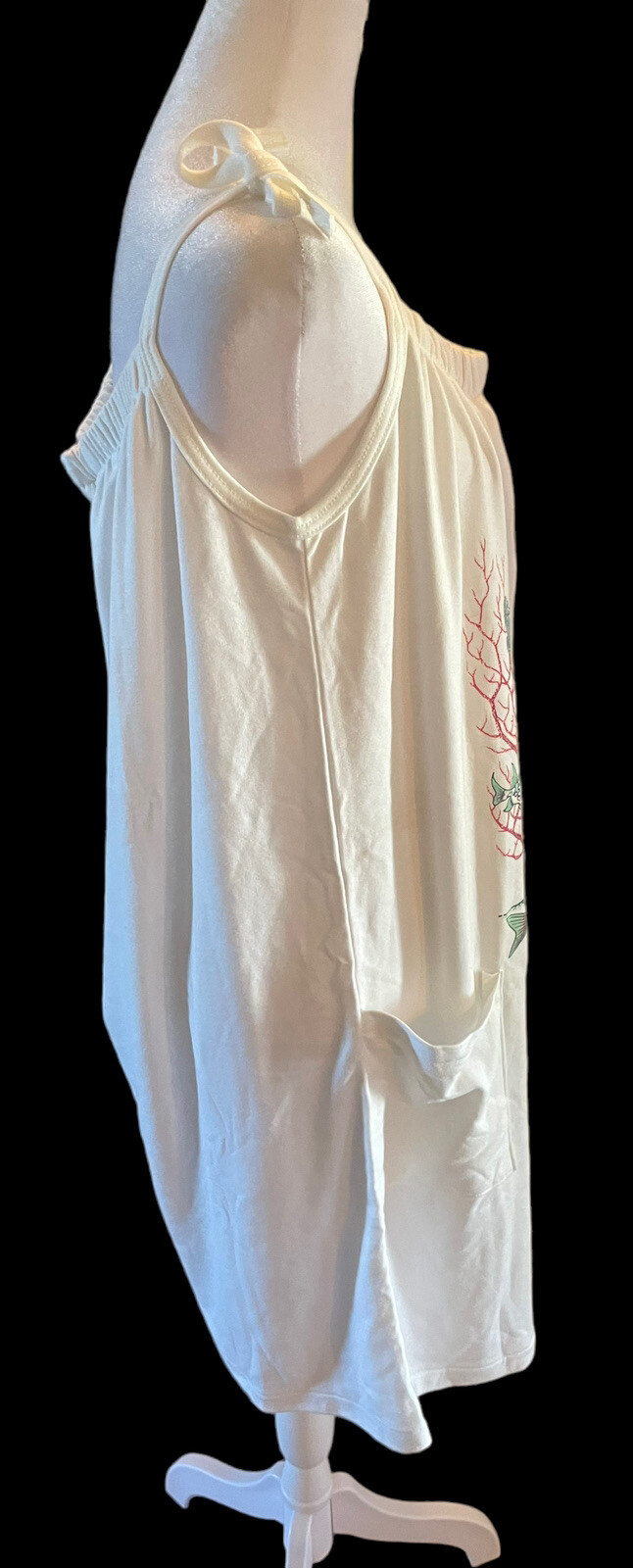 Vintage 80’s Point Sportswear Beach Swim Cover Dress Graphic Fish Coral OS