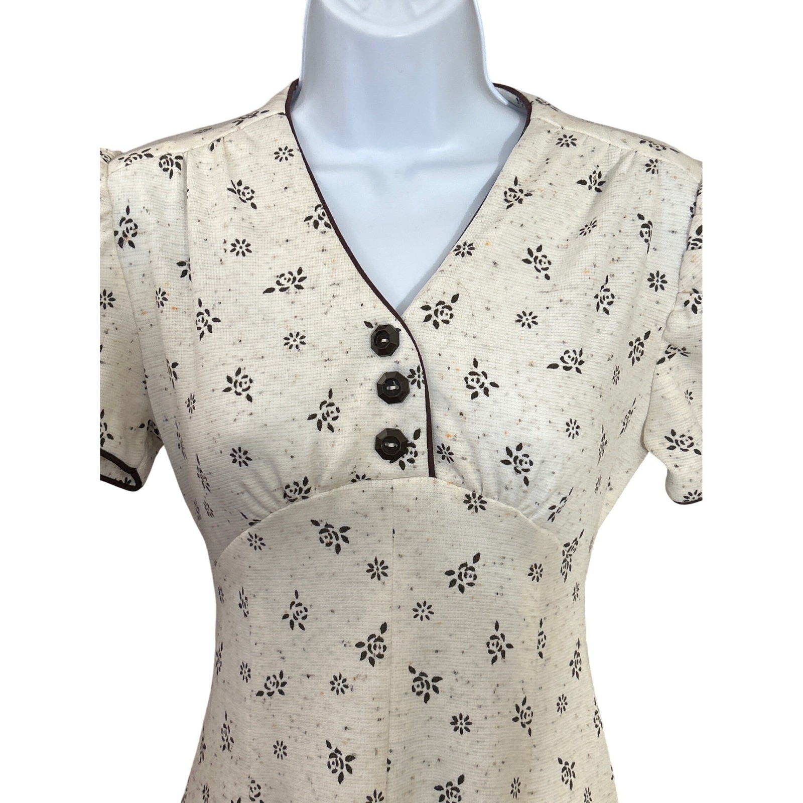 70s Unbranded Floral Mini Dress Cottagecore Prairie
