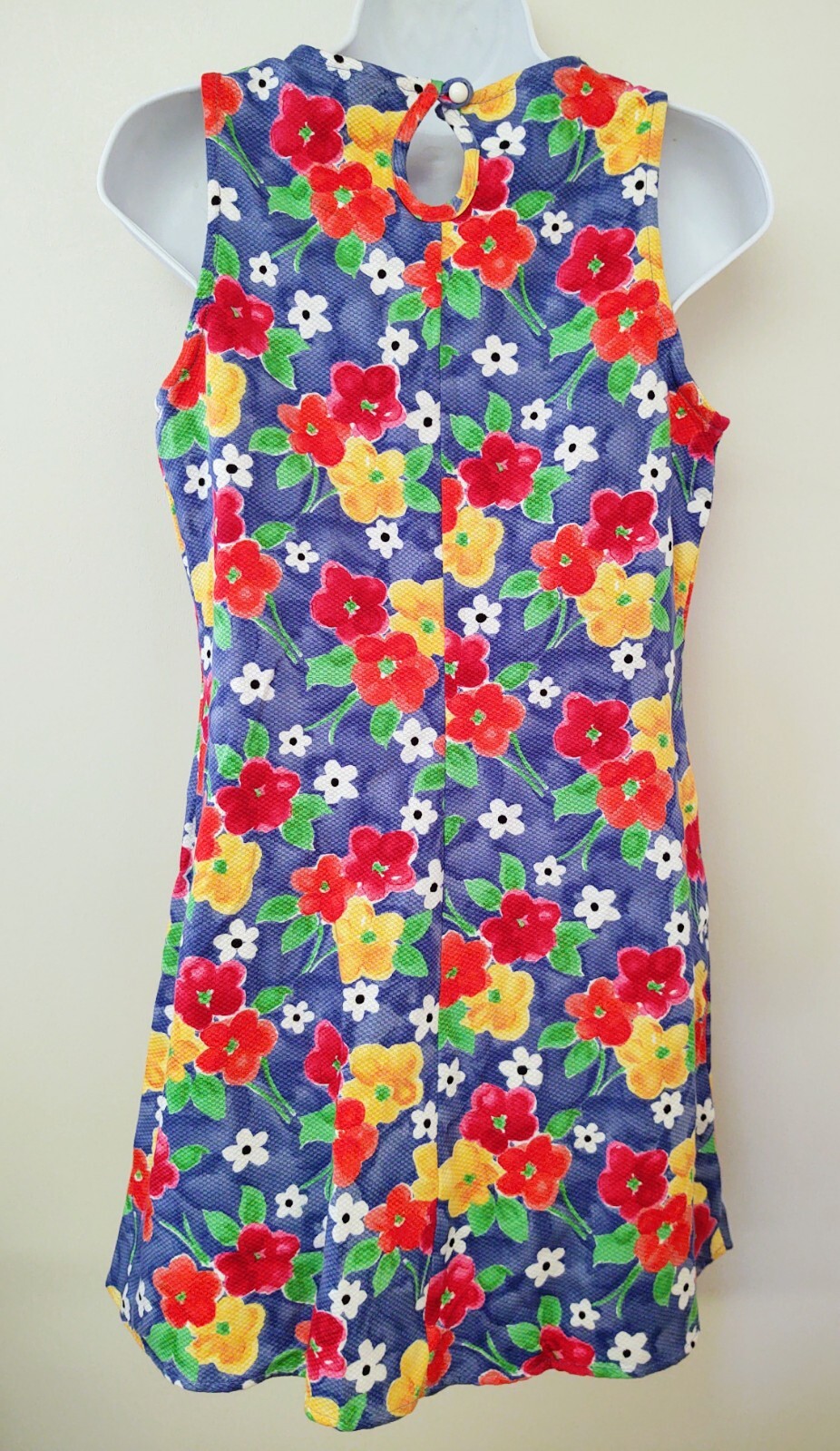 California Concepts Vintage 1990s Technicolor Flower Sleeveless Mini Dress Sz 11