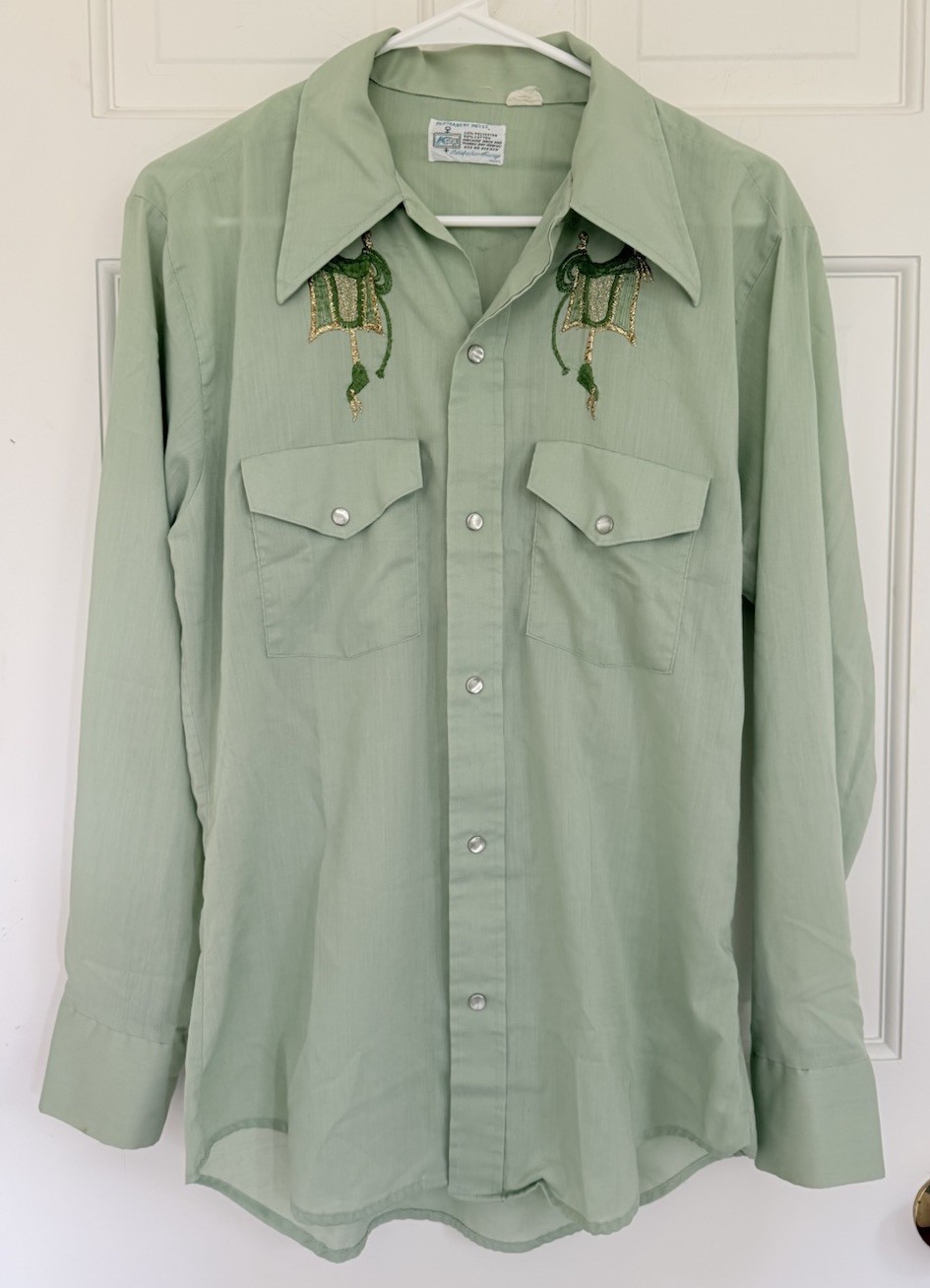 Vintage 1970s Kmart Western Button Up Snap Shirt Top Golden Saddle Women&rsquo;s M