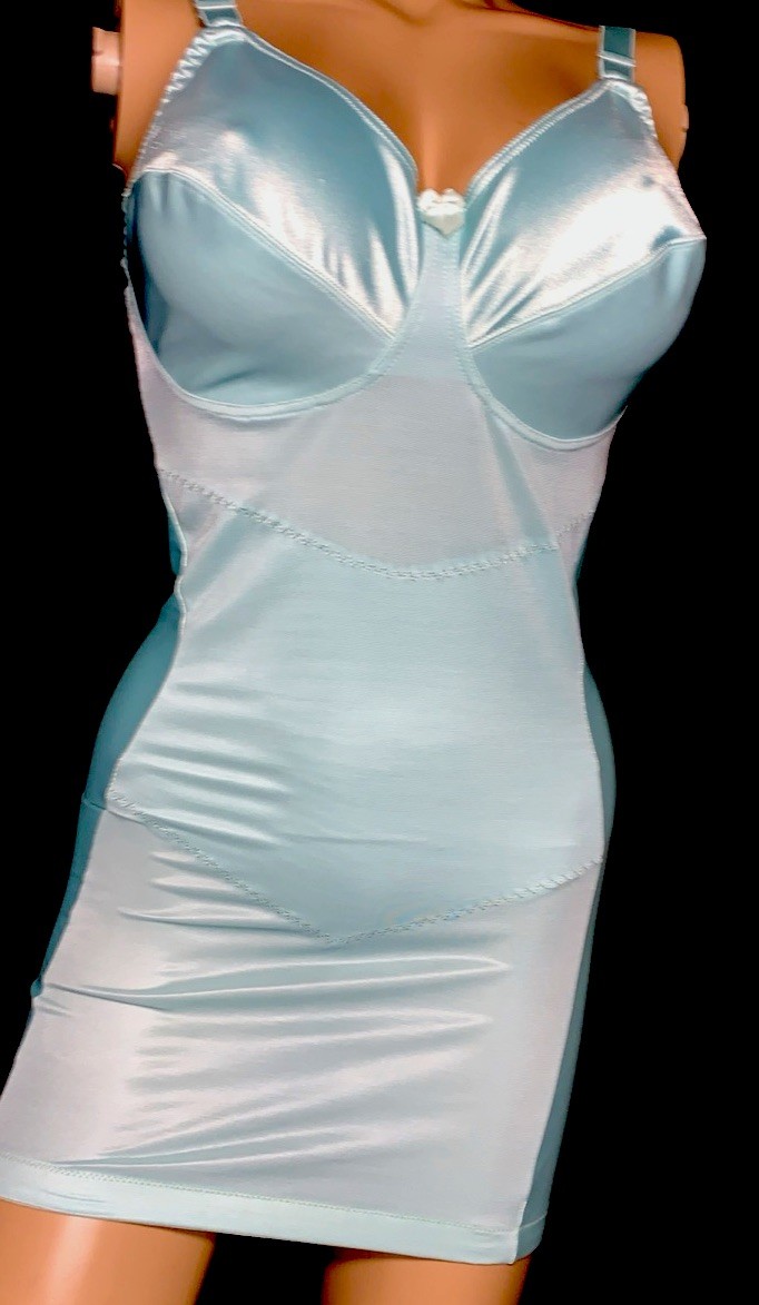 38 DD Vintage TIGHT Short XFIRM Satin BRA Girdle Full Briefer Slip Shaper