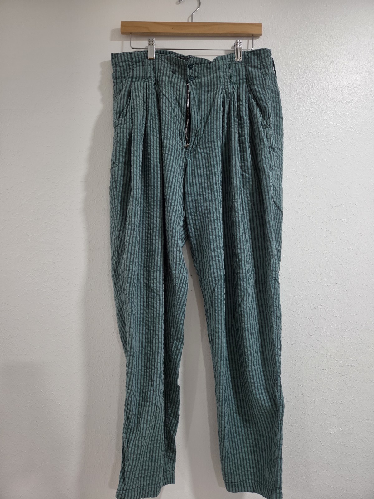 VINTAGE TROUSERS PANTS circa 80s/90s Blue Stripped High Waisted