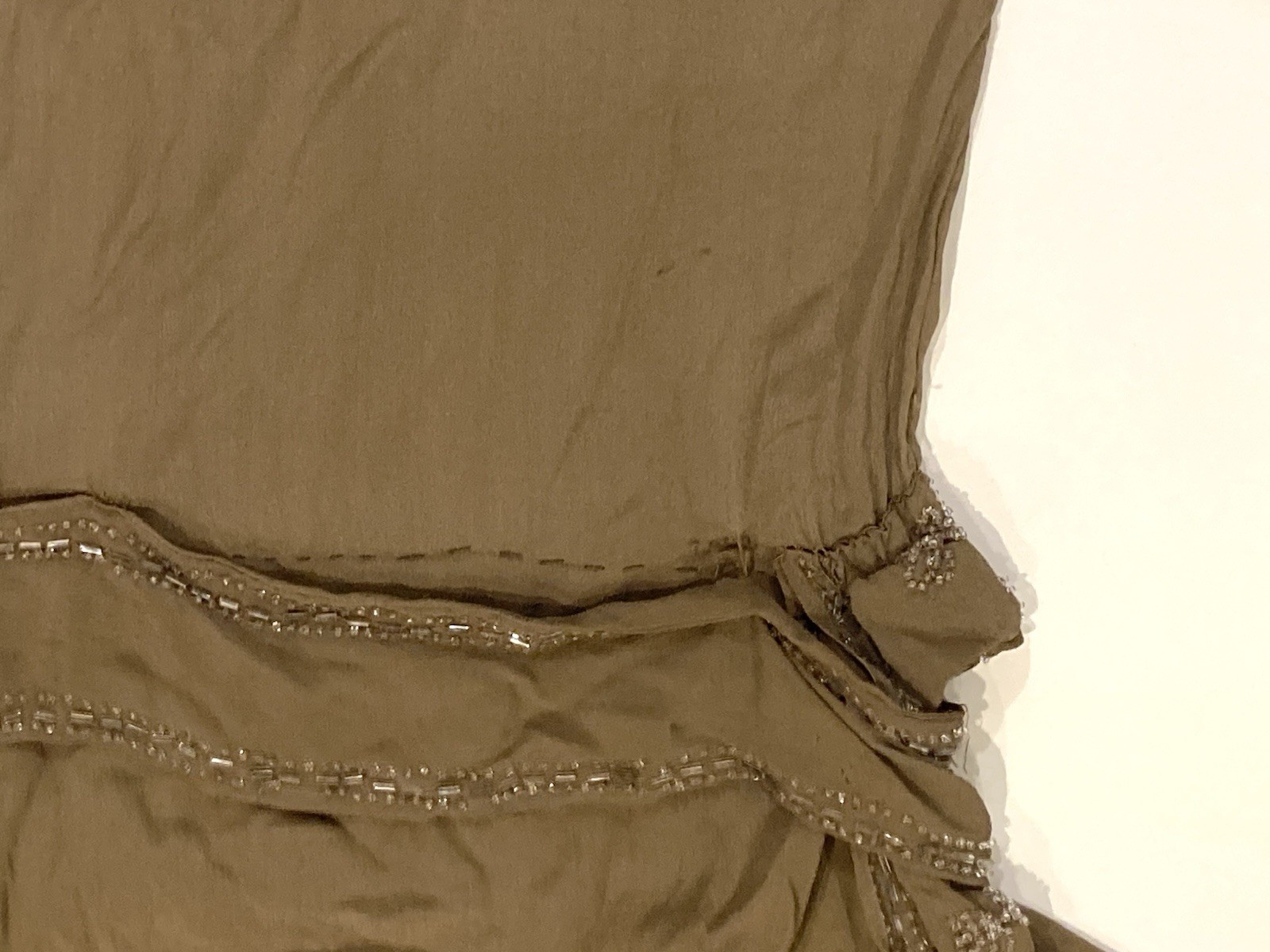 Vintage 1920s silk beaded flapper dress as is B 38