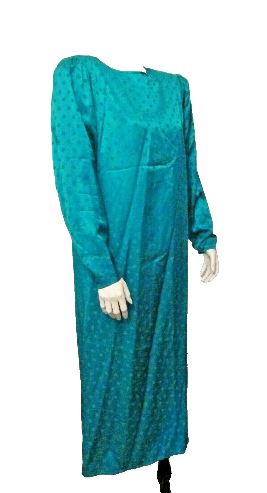 80&rsquo;s John Weitz 100% Silk Polka Dot Emerald Green Dolman Sleeve Shift Dress 8