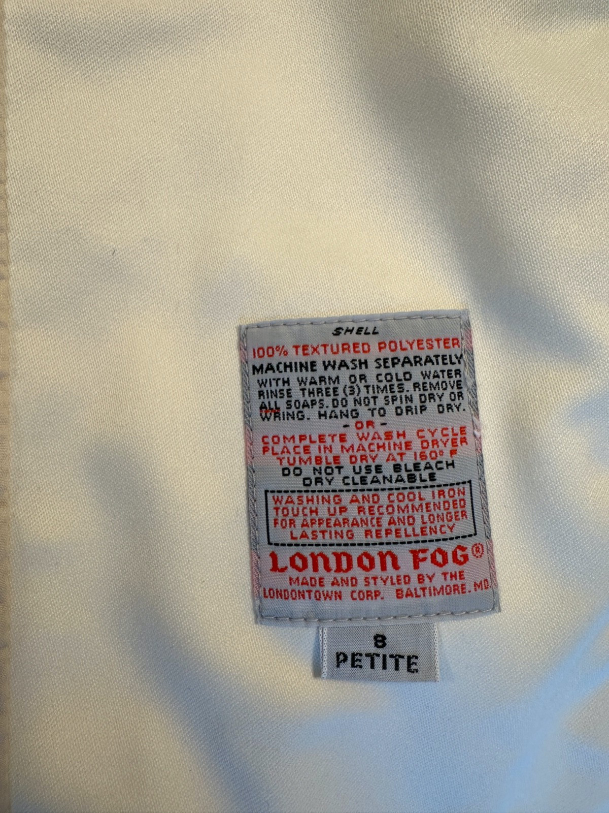 Vintage 70s London Fog Maincoats Trench Coat Ivory Belted USA Made 8
