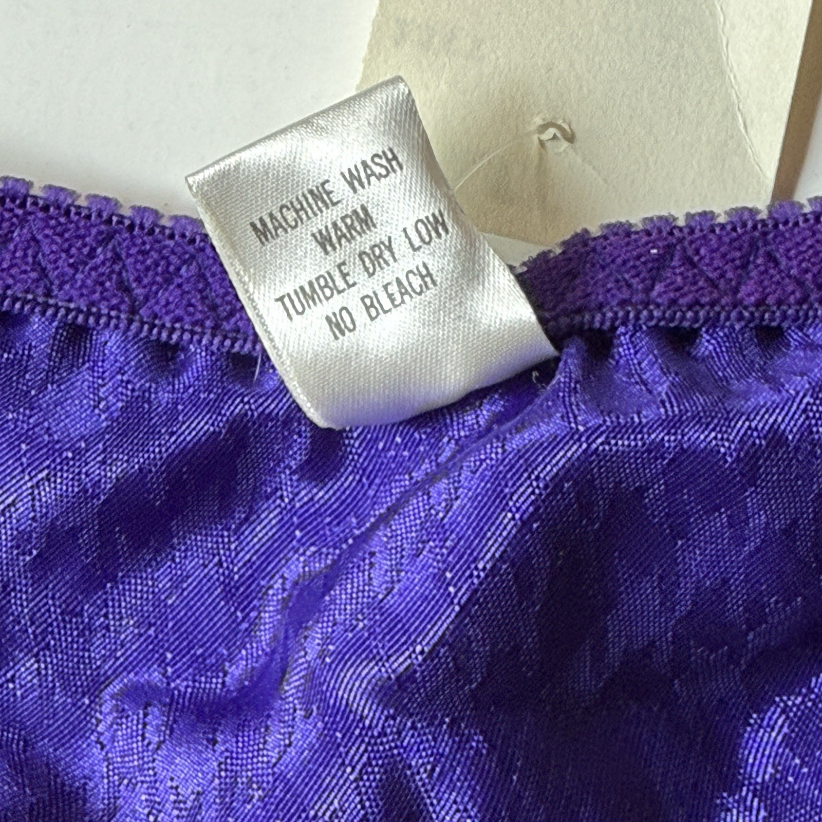 NEW Vintage Van Mar Purple String Bikini Panties Sz L/7 Houndstooth 90s Y2K