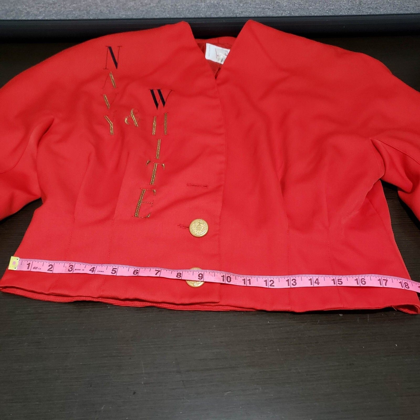 Vtg Mondi Red Wool Blend Cropped Embroidered Jacket Cardigan Germany 44/US L/XL