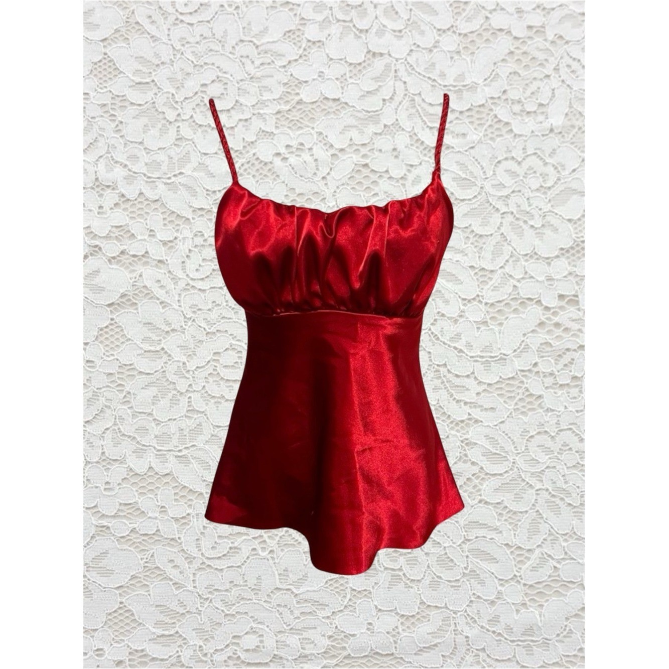 vintage red satin babydoll tank top