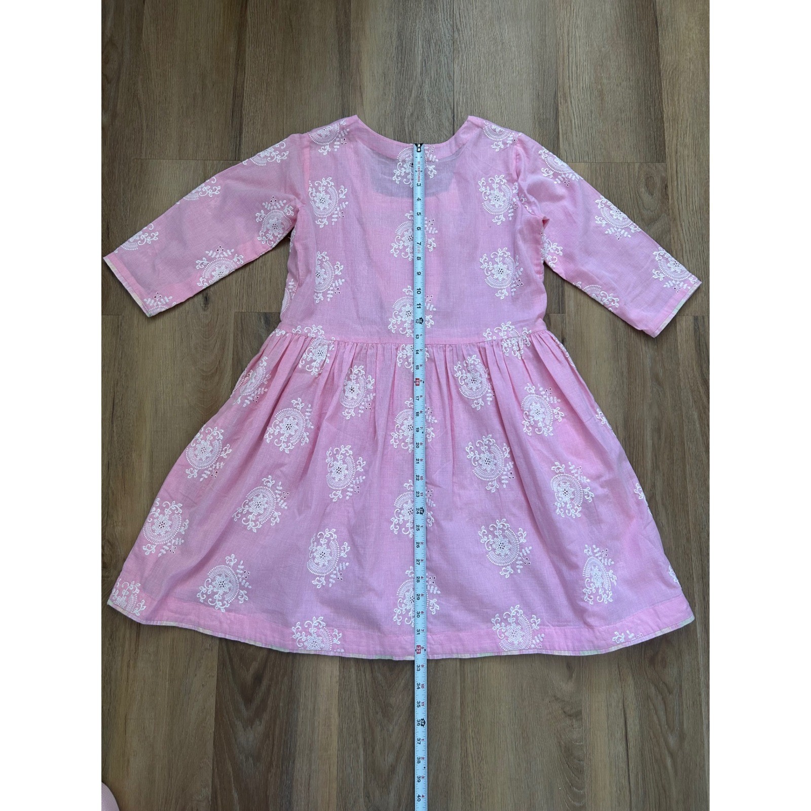 Handmade Vintage Pink Gingham Embroidered Cottagecore dress prairie Small