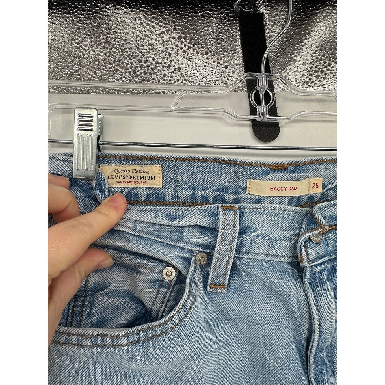 Levi&rsquo;s Premium Baggy Dad Y2K Streetwear Skater Retro Light Blue Jeans Sz25