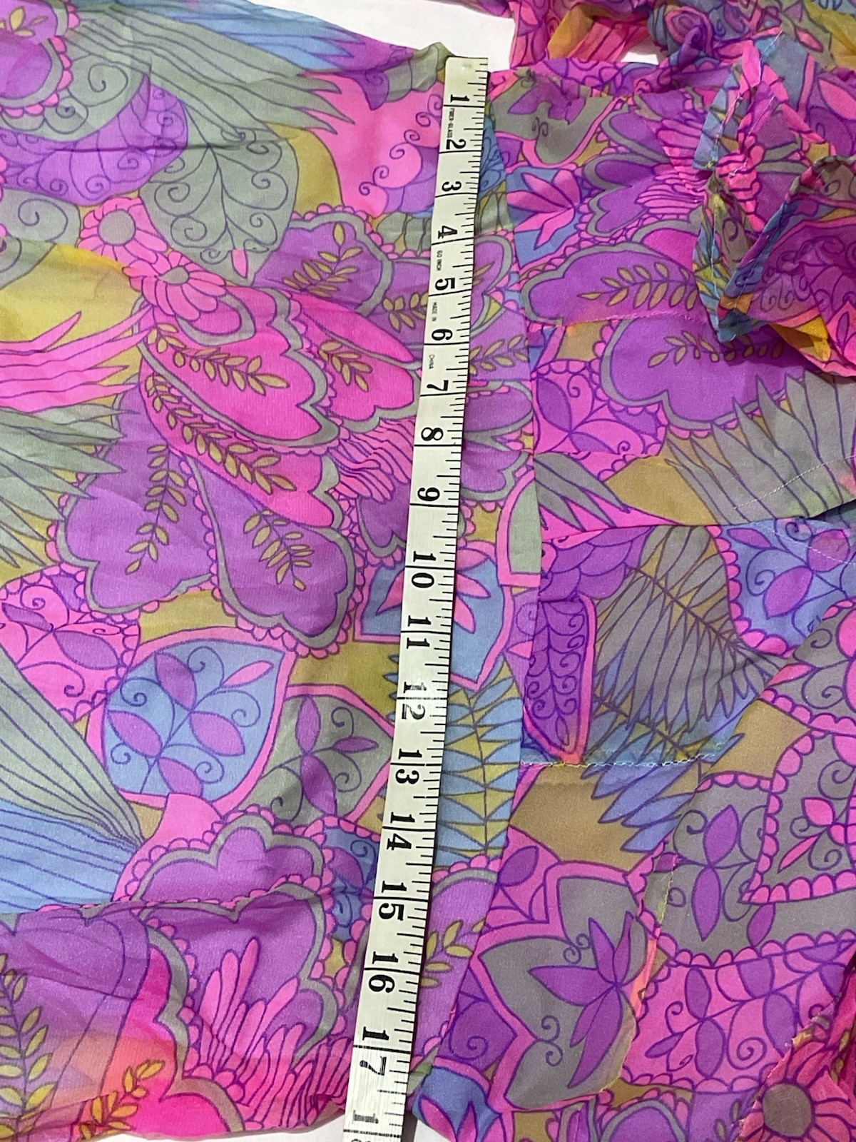 Vintage Bright Floral Maxi Dress Boho Psychedelic Handmade Ruffled