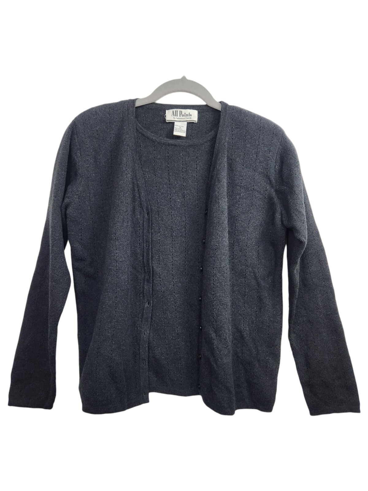 Vintage All Points by Reference Point Women&rsquo;s Gray Knit Cardigan W/ Tank Sz M