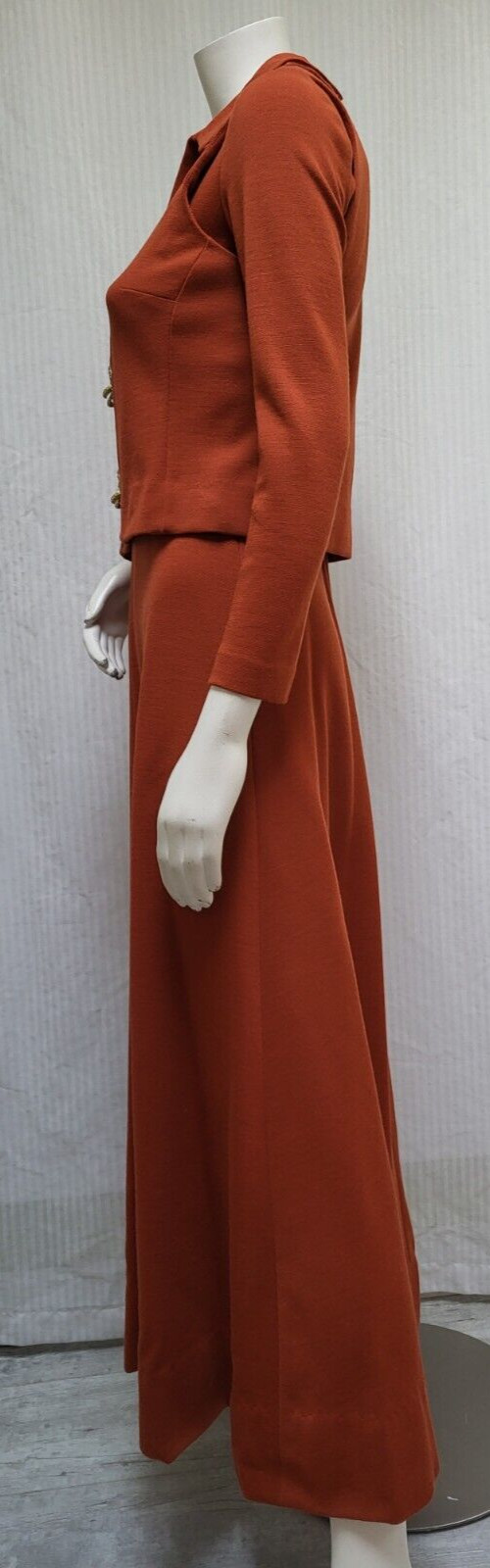 Vintage 1960/70s ALAMOR Rust Orange Double Knit Dress + Vest – Size S