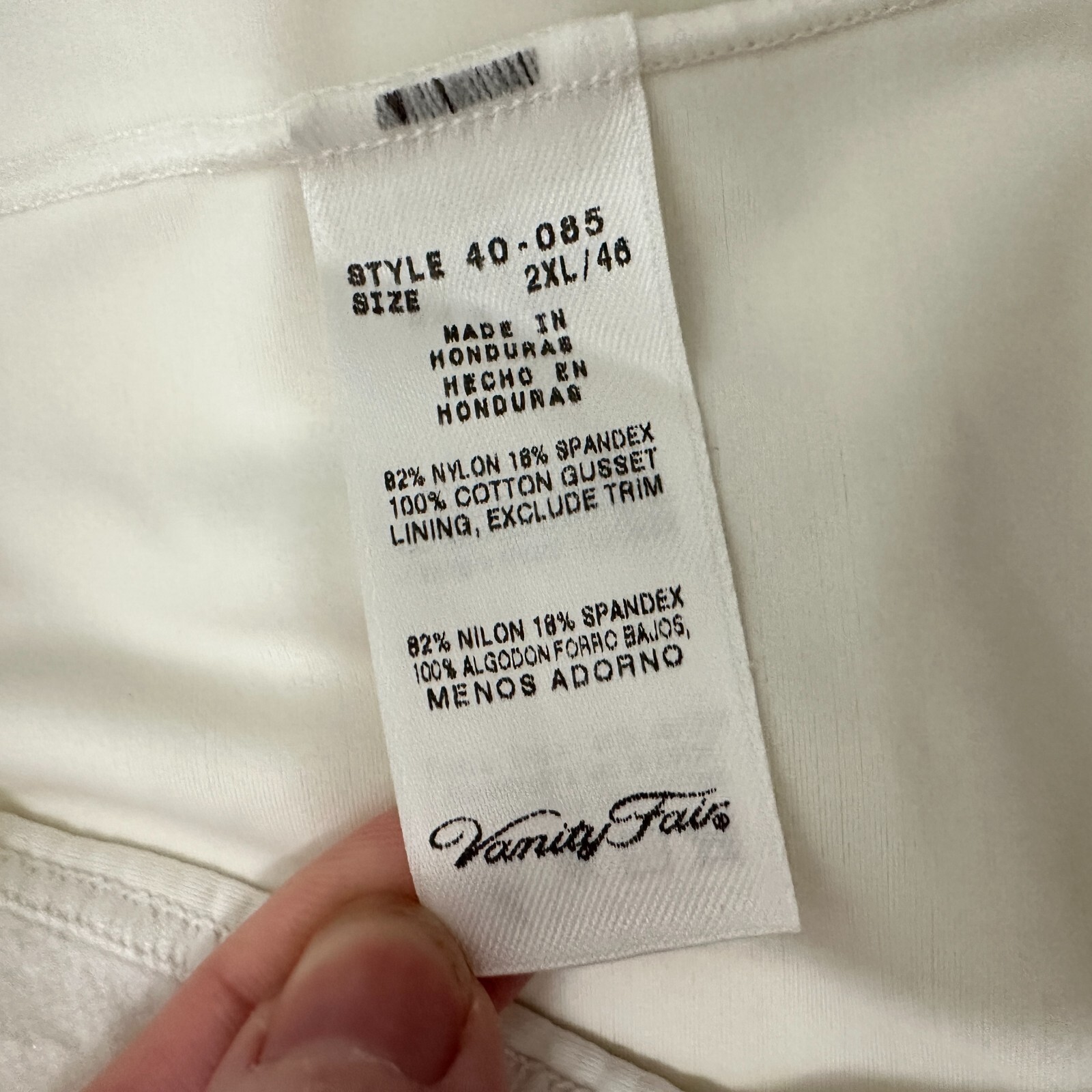Vintage Vanity Fair Brief Panty Sissy White 2XL Elastic Logo Waist Rear Seam
