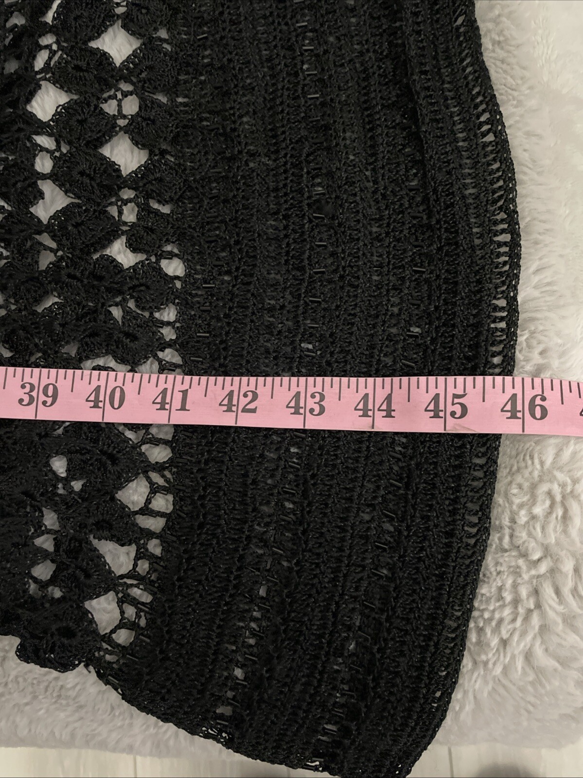 Gorgeous Vintage CACHÉ Black Beaded Crochet Knit Midi Dress XS/S/M