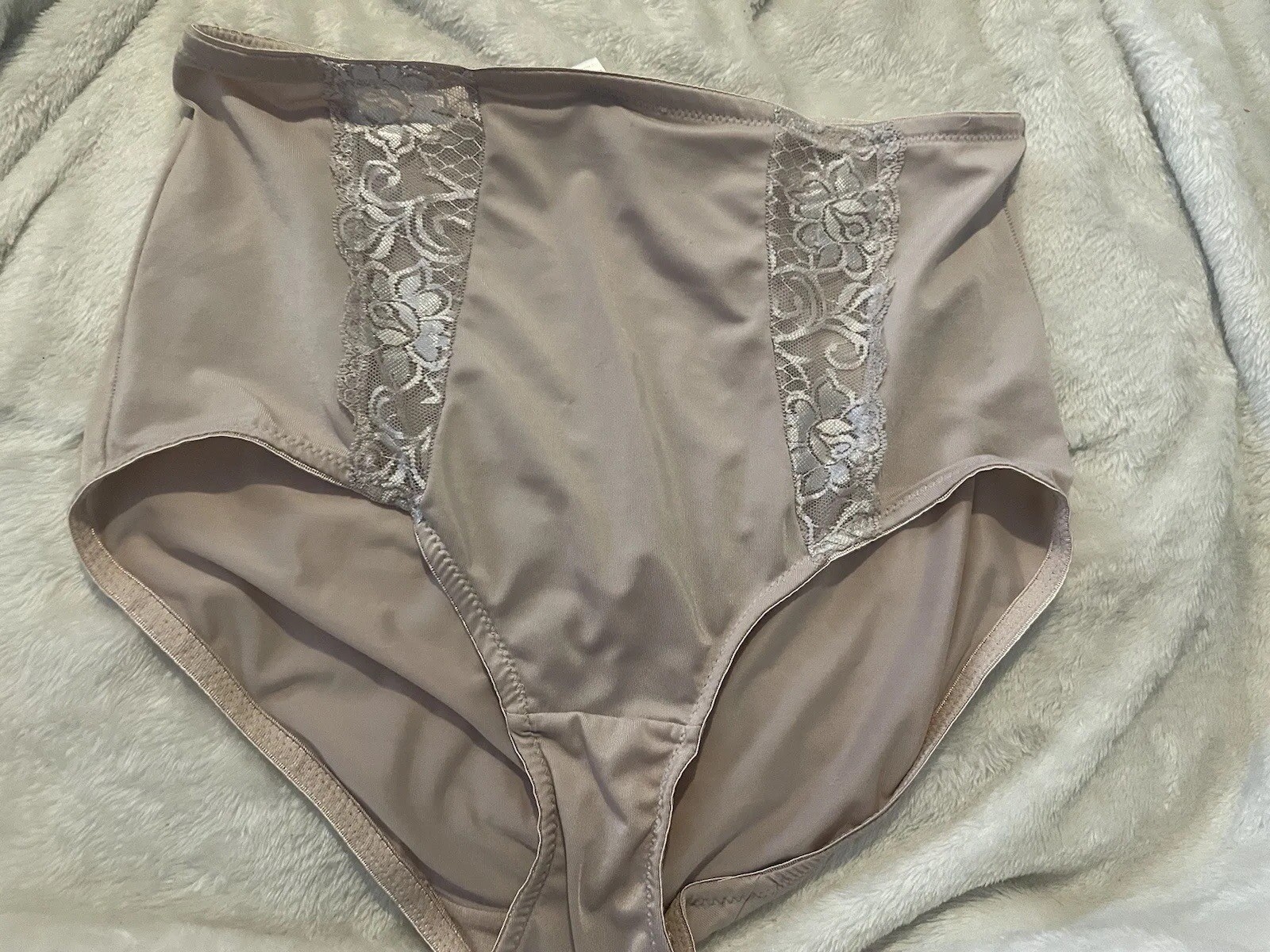 MARILYN MONROE PLUS 1X VNTAGE STRETCHY BEIGE SHAPER PANTY BRIEF~LACE TRIM~ 1X