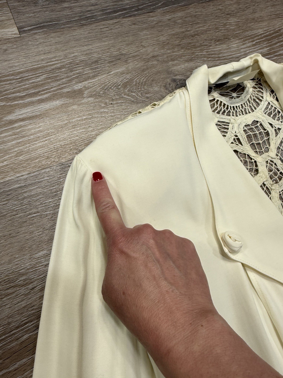 Vtg Wild Rose Jacket Battenburg Lace Back Boho Retro Fairy Ivory Nipped Waist