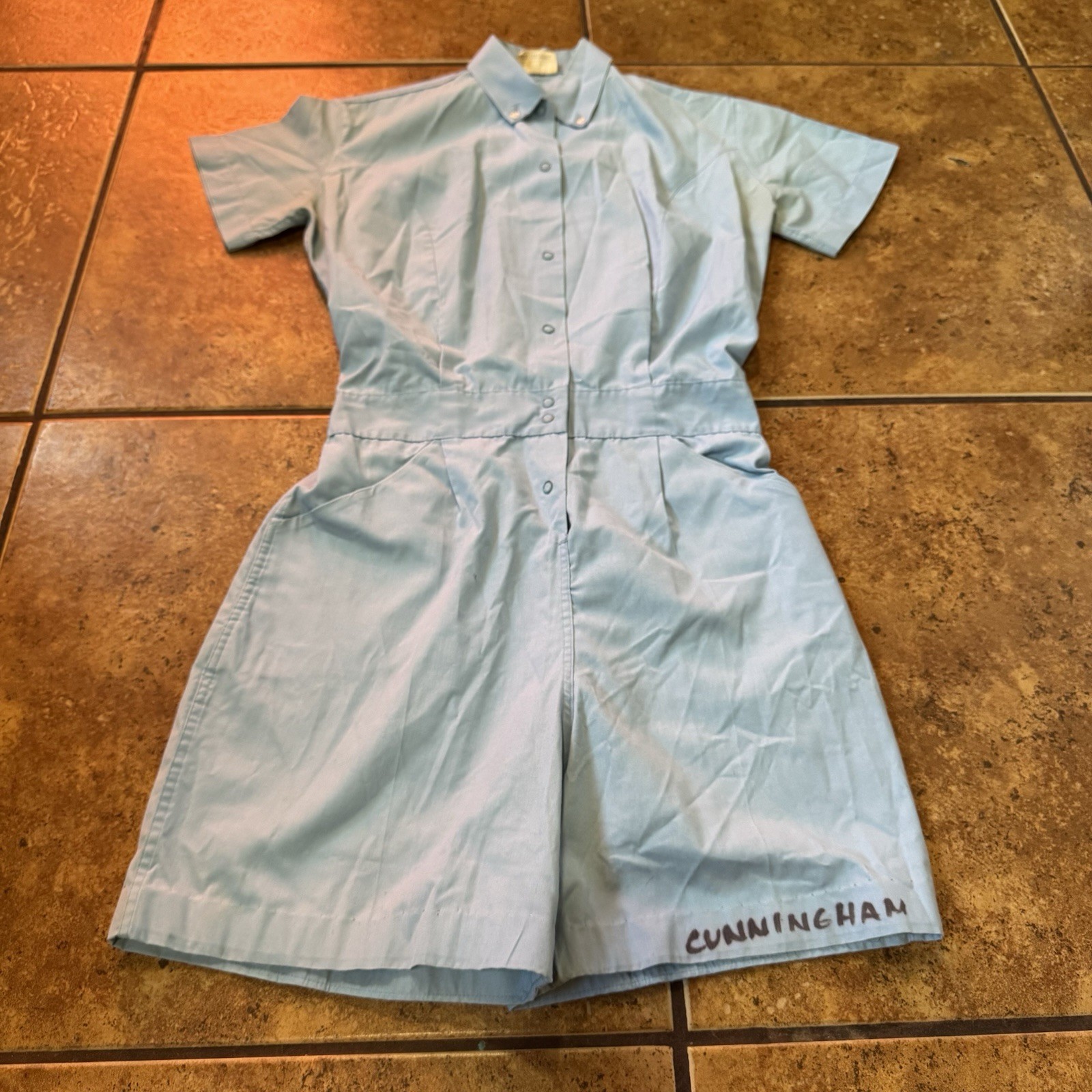 Vtg nurse uniform WWII blue pinstripe dress Sz 10 50s 60s