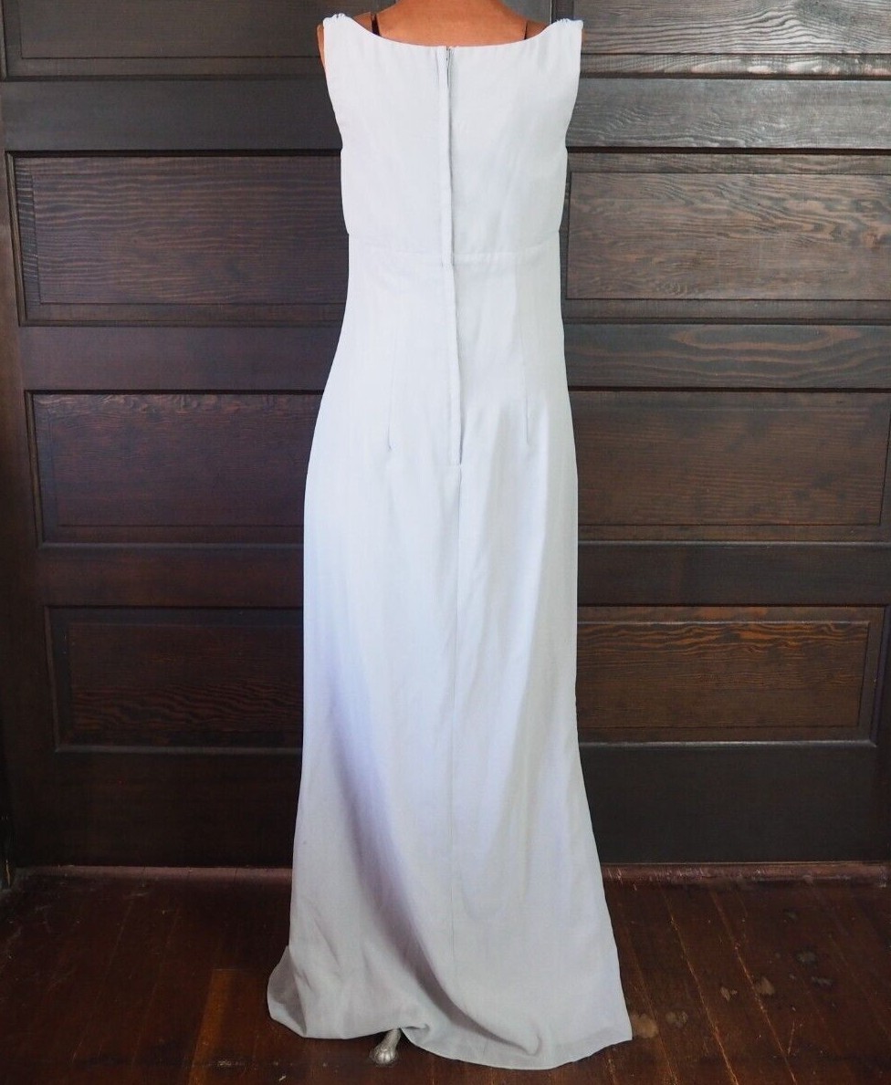 VTG 90s Bari Jay Gray Chiffon Maxi Formal Dress Sz 5-6 USA Union