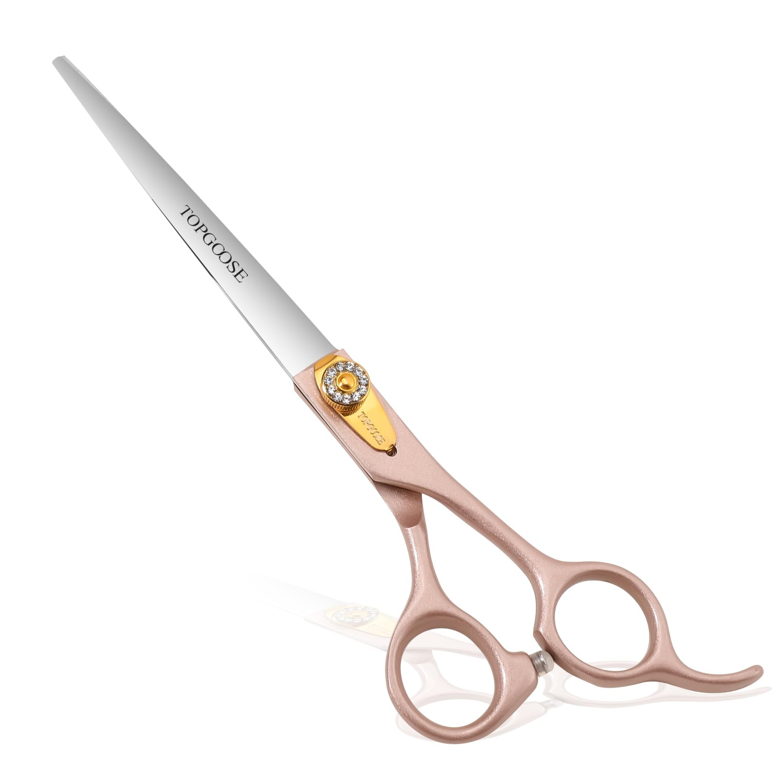 TOPGOOSE 7.5 » Dog Straight Scissors for Grooming 440C Stainless Steel Rose Gold