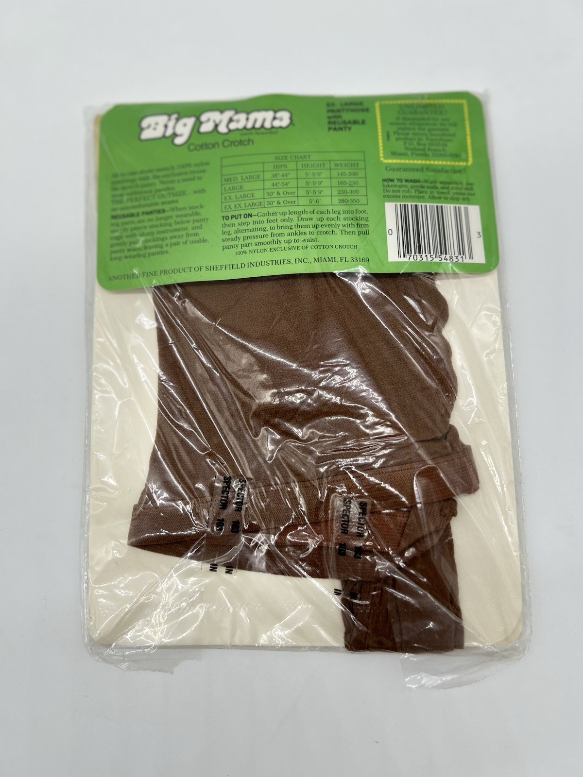 Vintage Big Mama Pantyhose XL Queen Suntan NOS Control Top Cotton Crotch