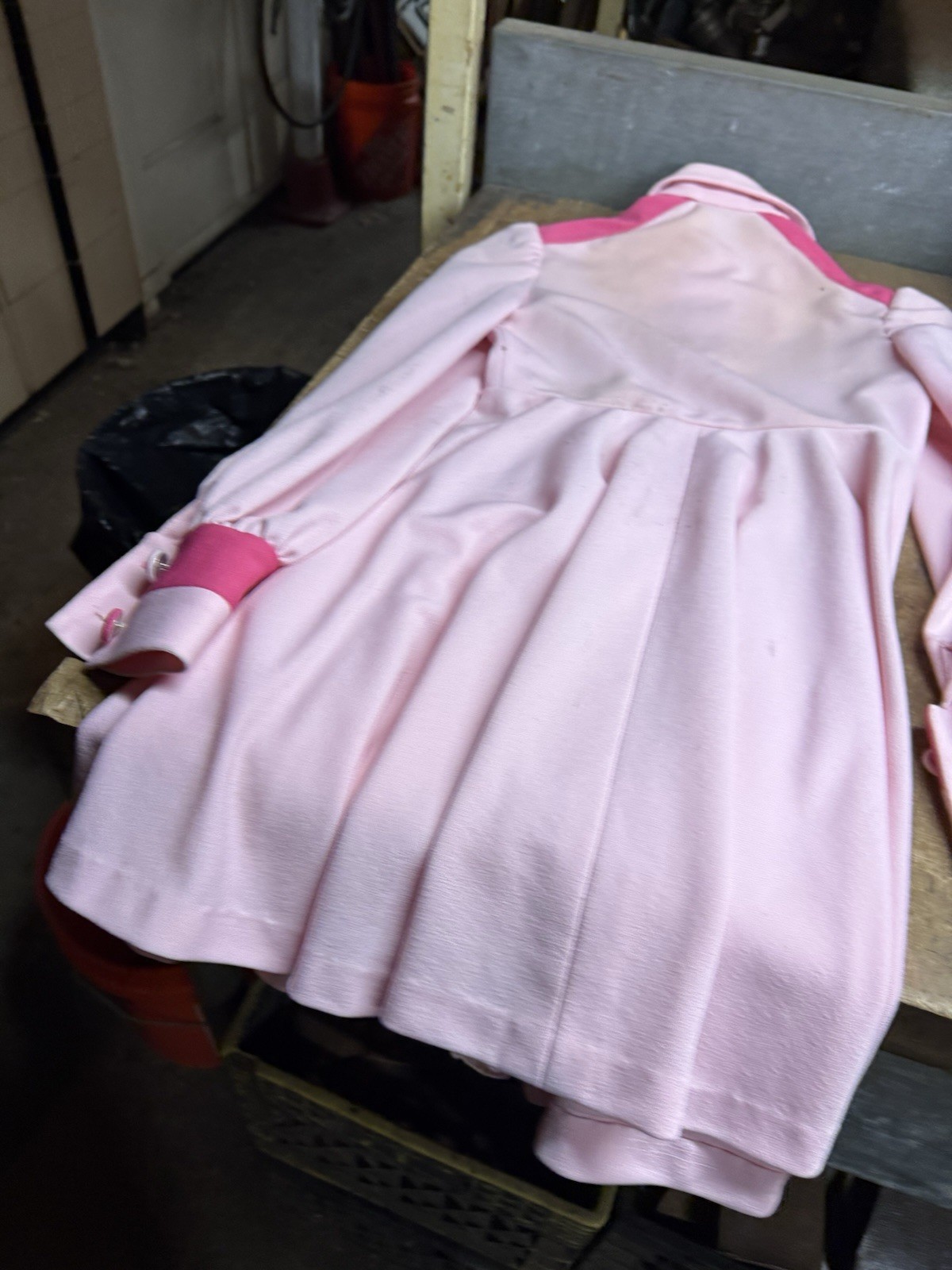 Vintage Early 1900s Retro Pink Button Up Dress Womens Workwear Clothing USA