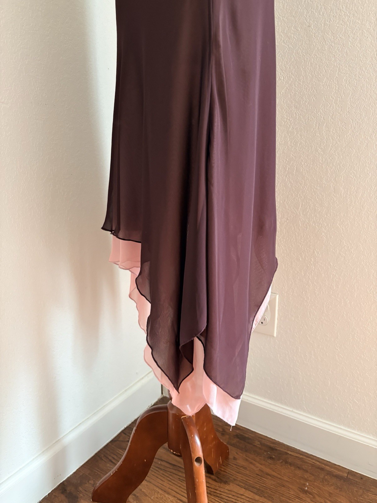 VINTAGE Y2K Forever 21 sheer Flutter Maxi Asymmetrical Hem Dress Plum Pink M
