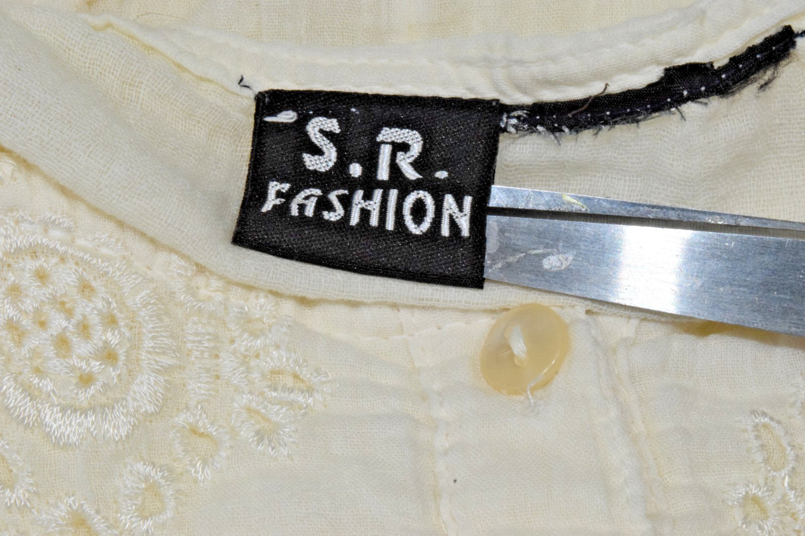 Vintage Dress SR Fashion Size M Y2K Ivory Gauzy Cotton Eyelet Lace Trim Layered
