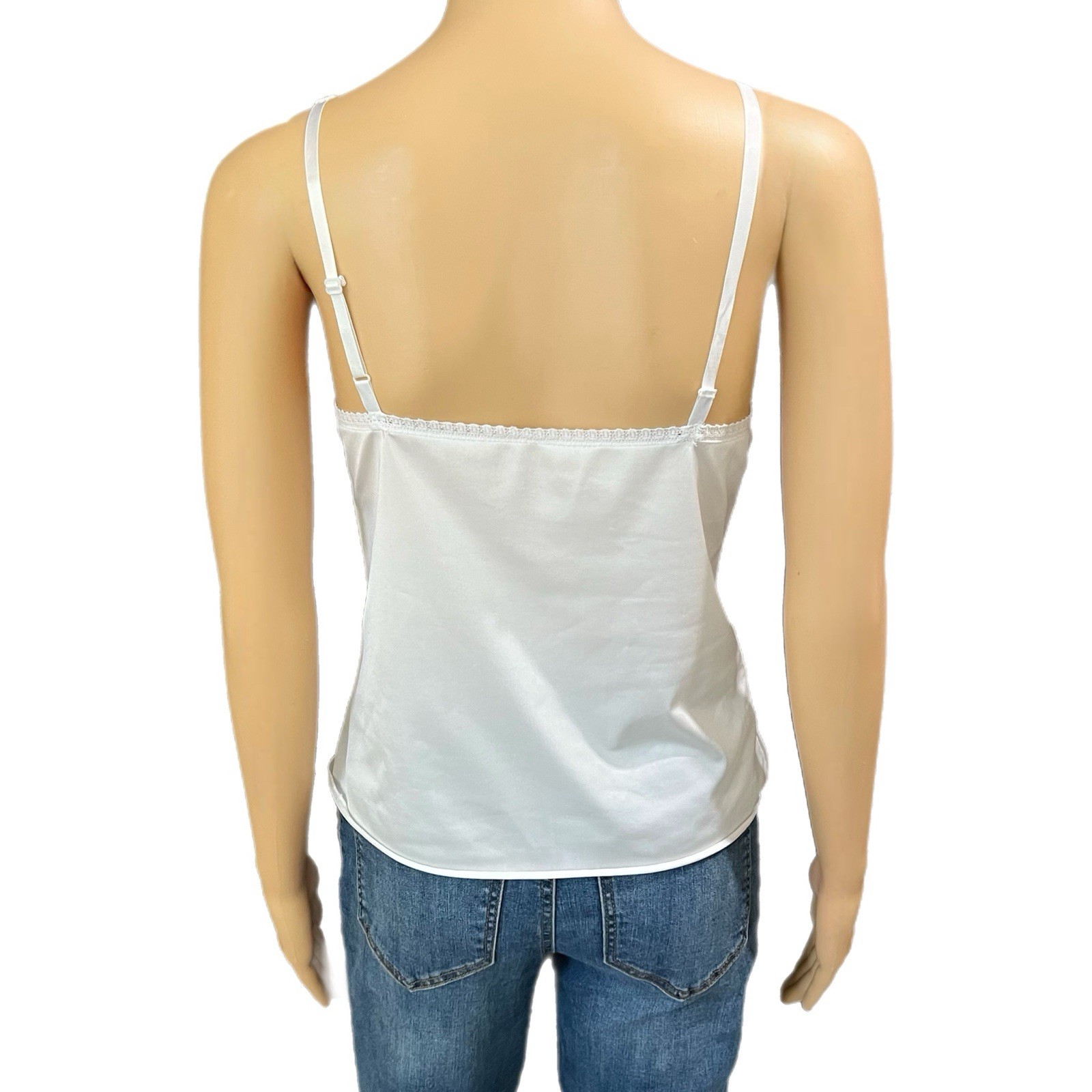 Vintage Vanity Fair Lingerie Top 80s White Lace Camisole Sheer Tank – Size 34