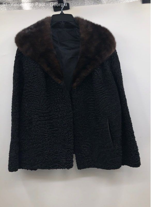 Jerome Walk & Bros Union Made Mid-Century Boiled Lambs Wool & Mink Cowl Coat 52&Prime;