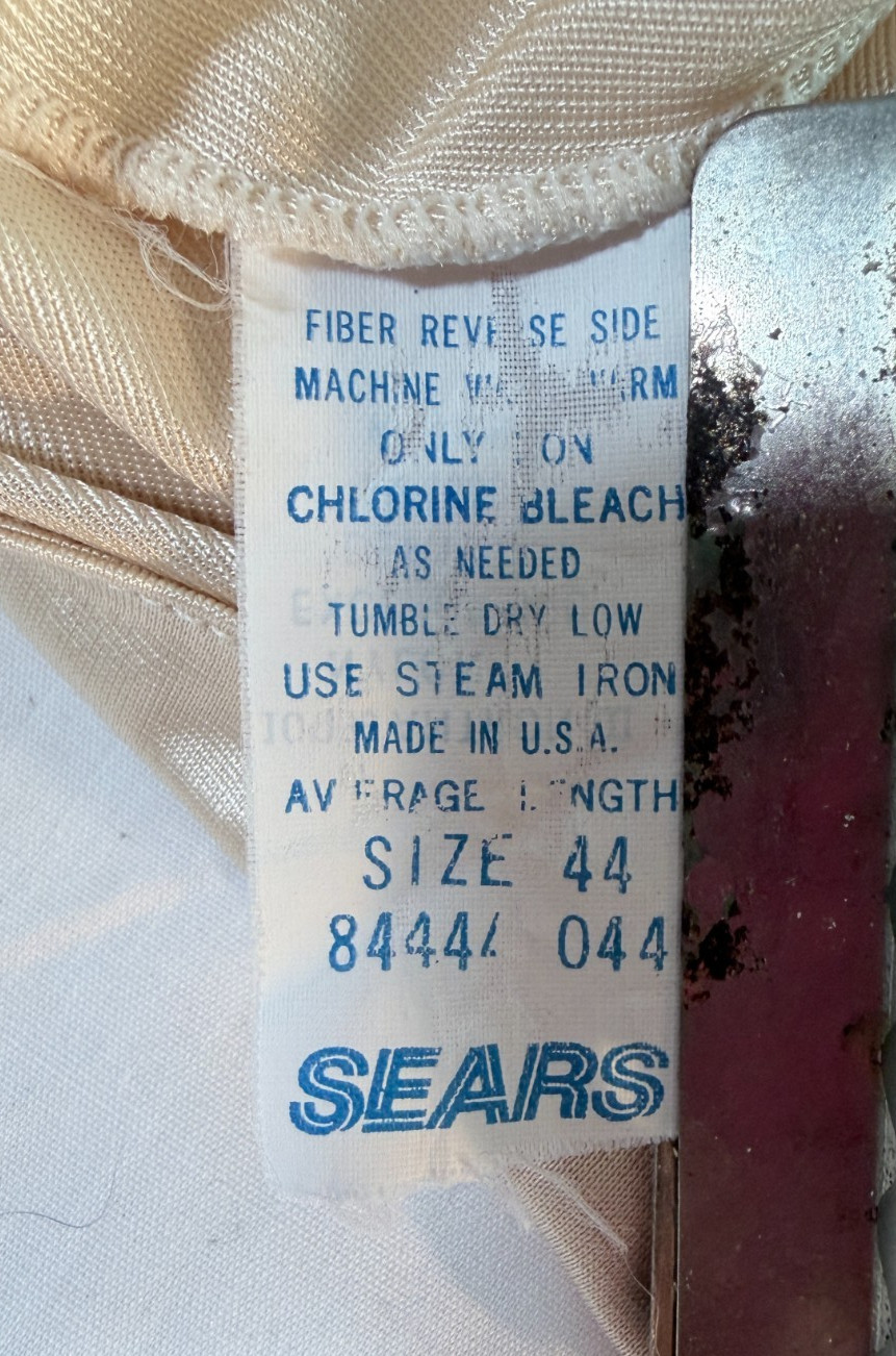 Vintage Sears Full Slip sz 44 Beige Slinky & Silky