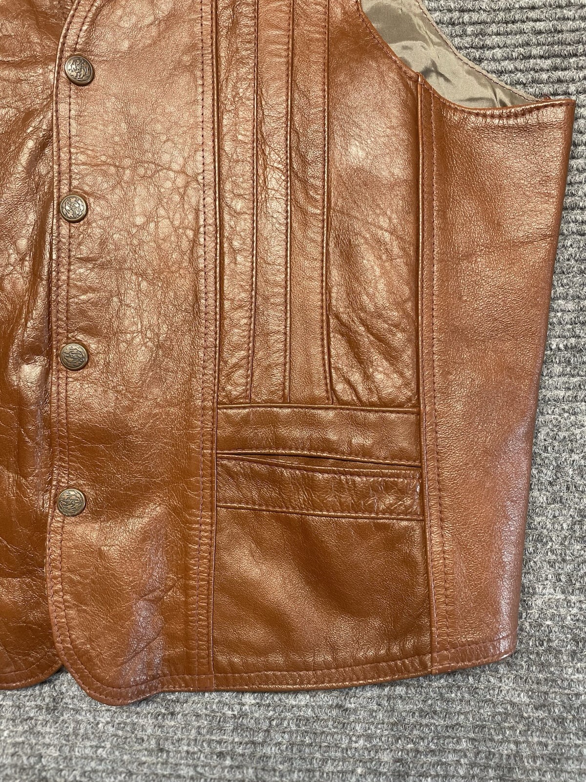 VTG Rustic Genuine Leather Vest Large (42) Mexico Cowboy Ranch Style Motorcycle