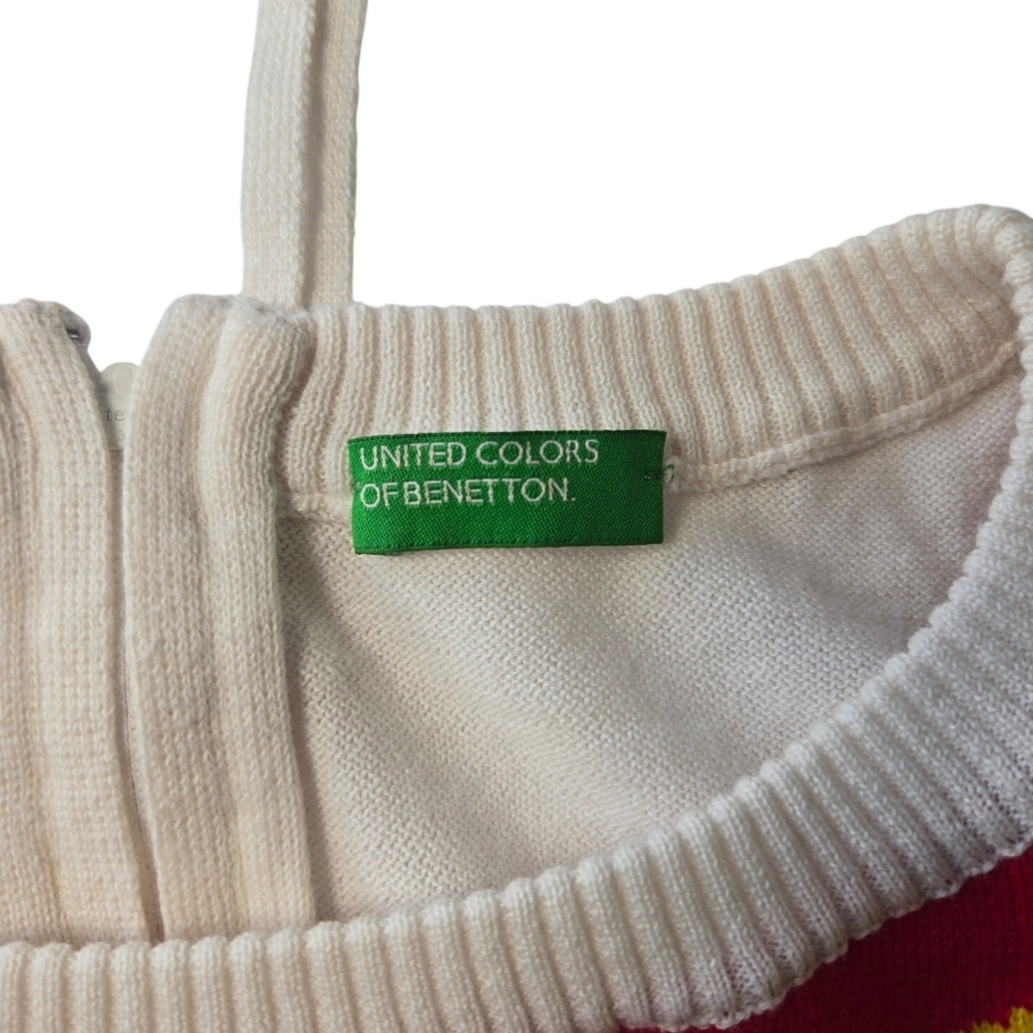 Rare Vintage Benetton Colorblock Rainbow Asymmetric Sweater Rear Zipper Size M