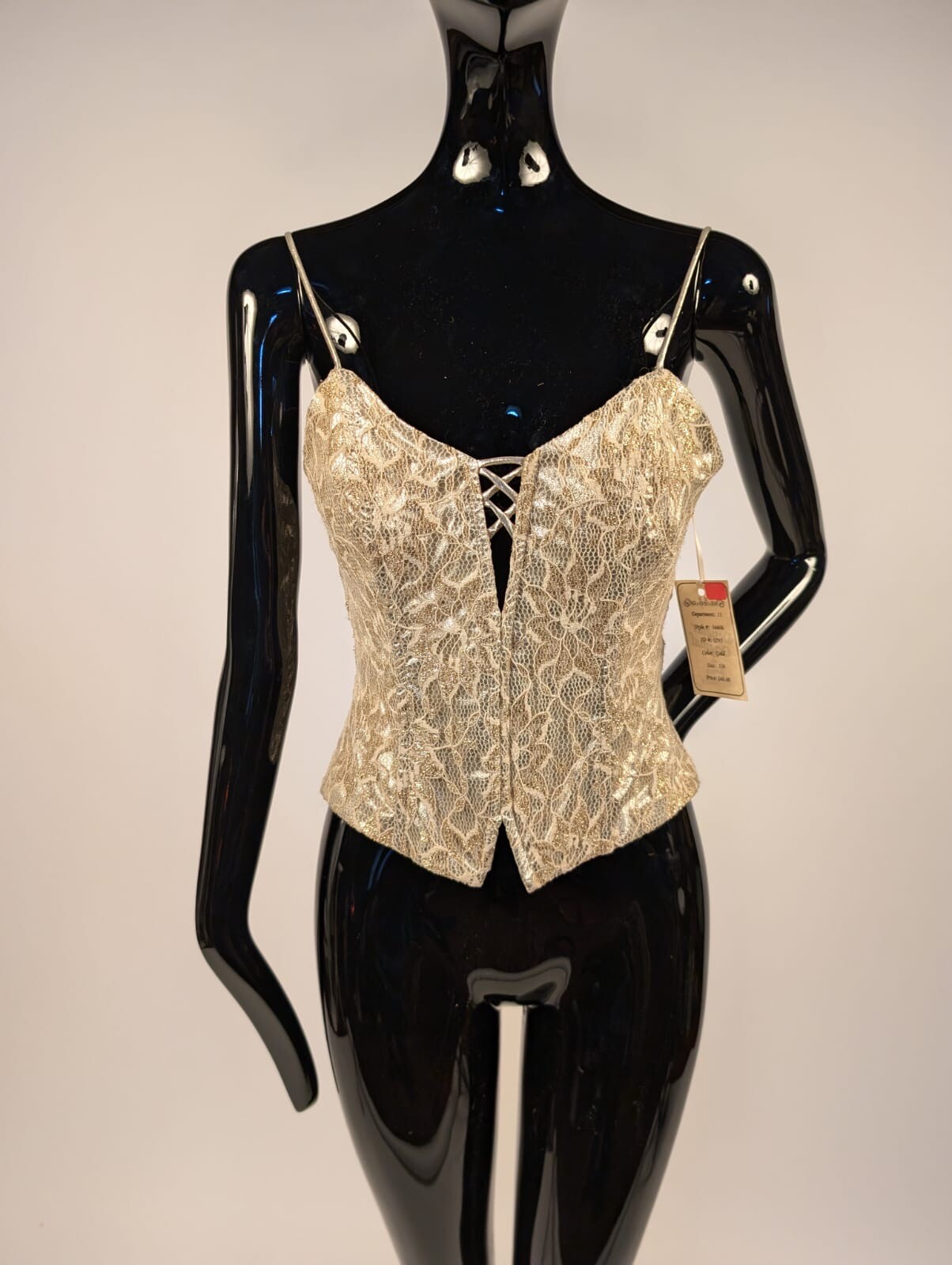 GLAMOUR VINTAGE 1980’S METALLIC GOLD LAME CAMISOLE TOP BY GUNNE SAX W TAGS