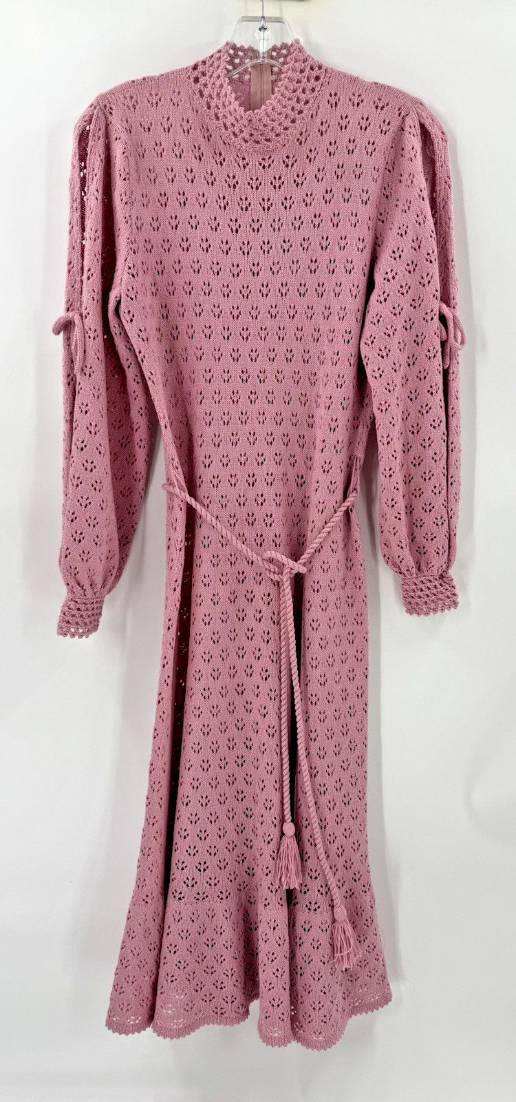 Vintage RARE GORGEOUS Miss Joann California Knit Crochet Pink Split Sleeve « 10 »