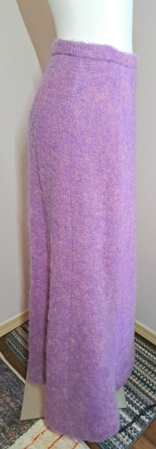 1960s HEMMINGS DONEGAL Irish Mohair Wool Purple Long Skirt Size S Waist 28&Prime;
