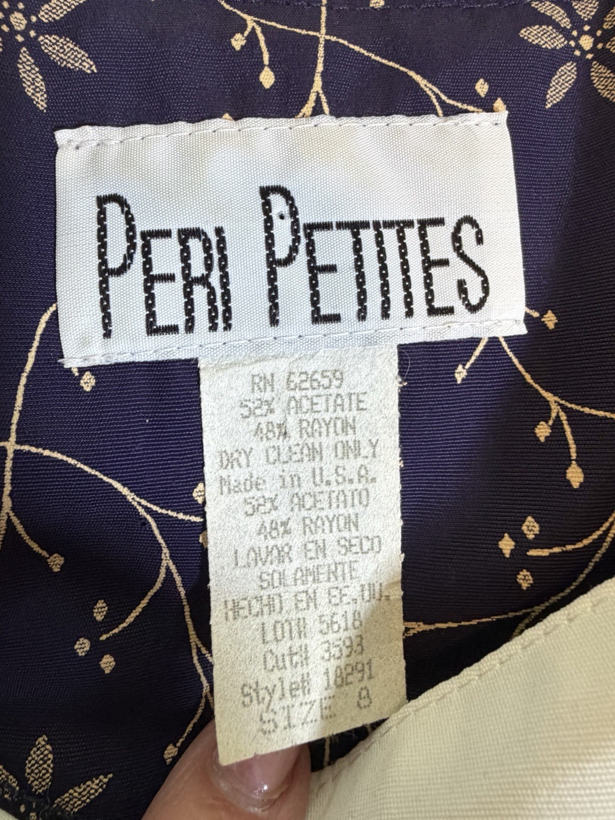 Vtg 80s Does 40s Peri Petites Navy Shirt Dress~8P~Belt 3/4 Puff Slvs Secretary