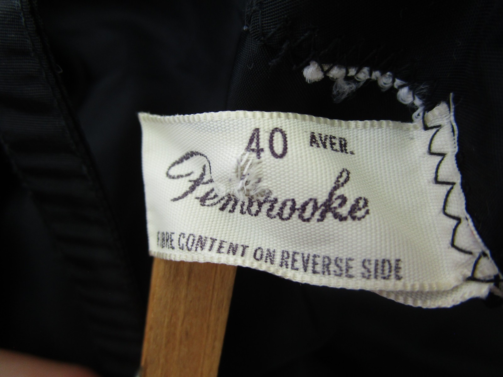 Vtg Pembrooke Black Noisy Poly Nylon Pinup Dress Slip Side Zipper Full Figure 40