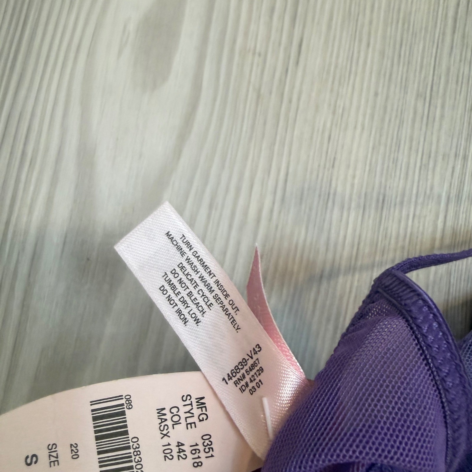 Vintage 2001 Victoria&rsquo;s Secret Purple Floral Mesh Sequin Thong V-String NWT S
