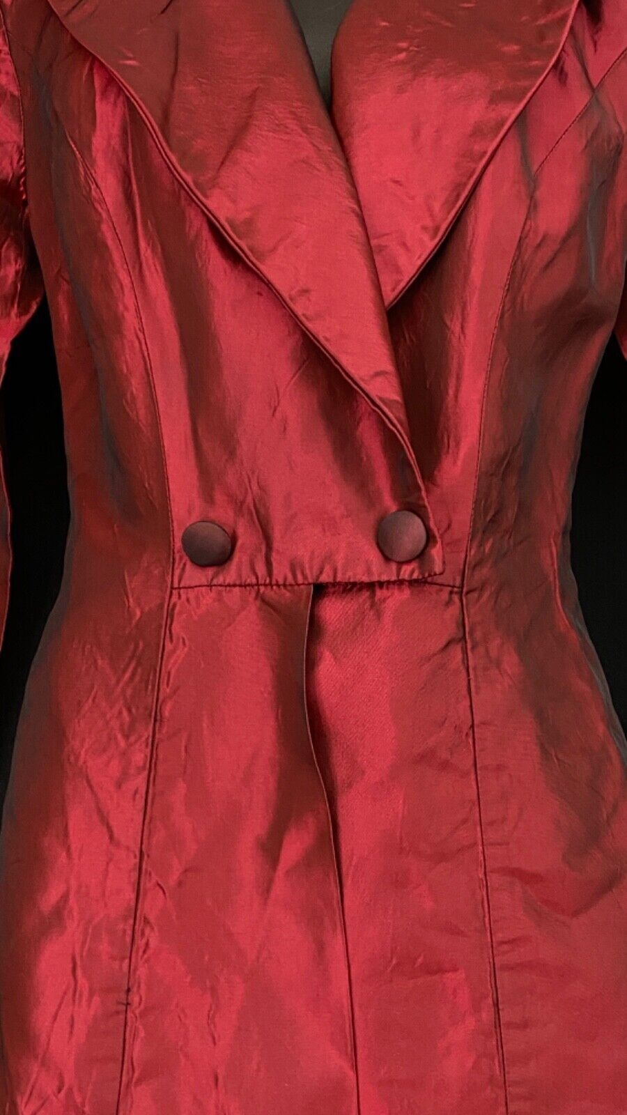 Vintage 1980s red Victorian-style jacket S M long goth glam tuxedo tailored