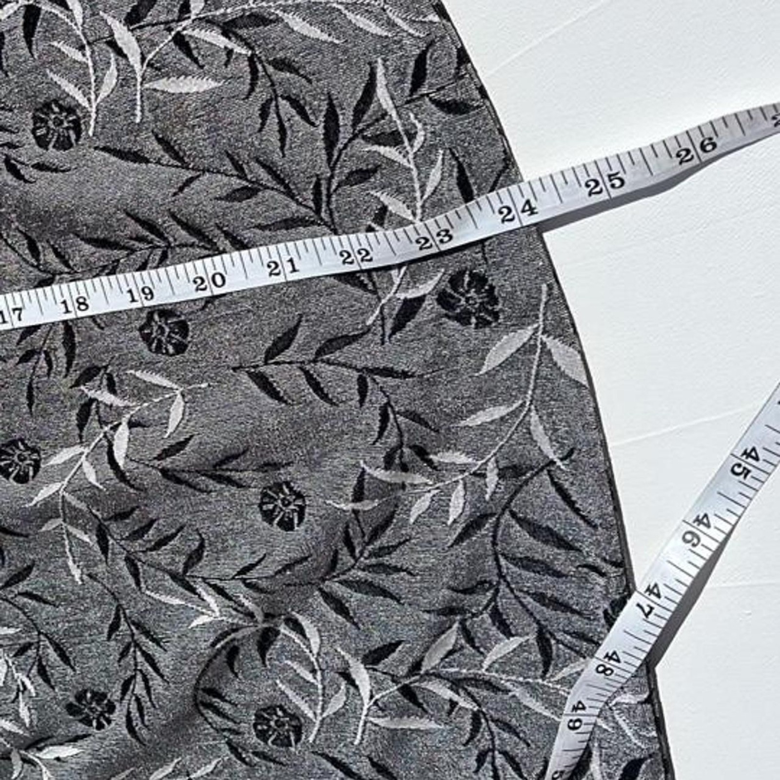 Silver Whimsygoth Dark Fairy Y2K Side Slit Column Floral Pattern Skirt: Large
