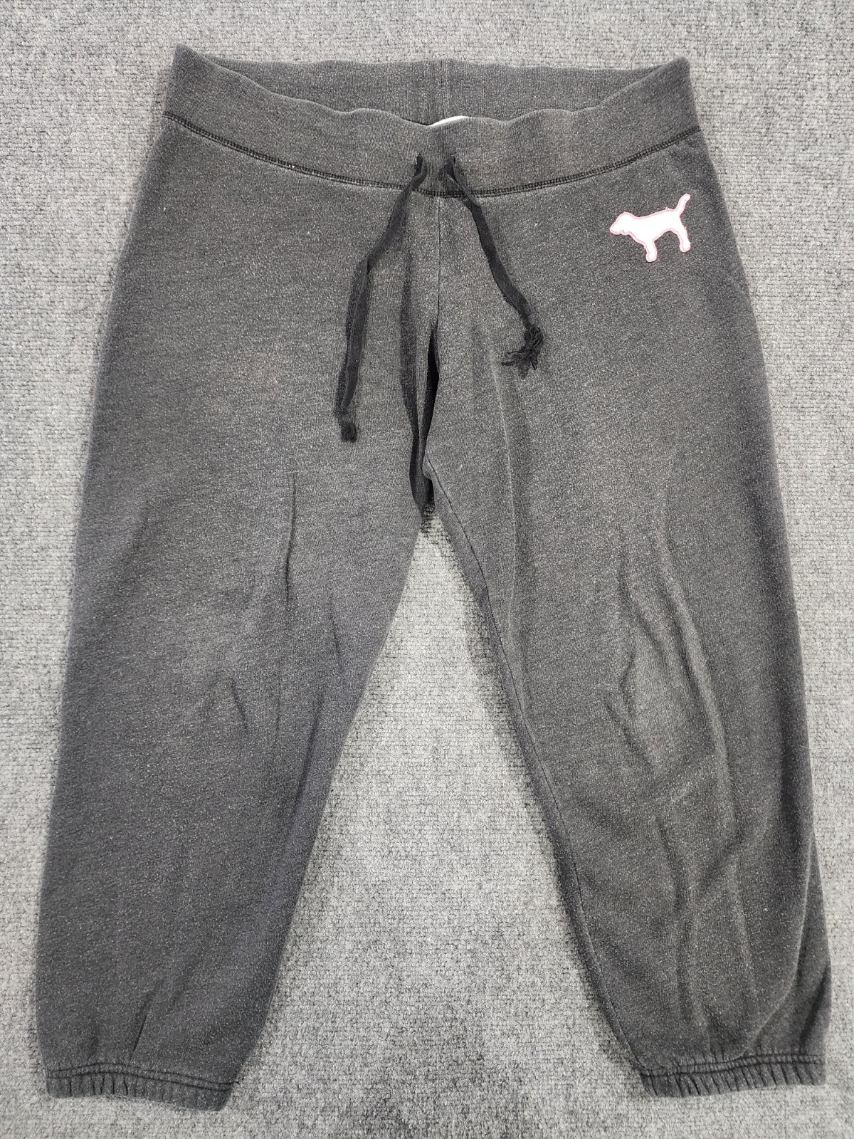 Vintage 2006 Victorias Secret PINK Academy Charcoal Grey Joggers Back Spellout L